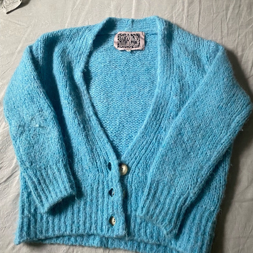 Bimba Y Lola Turquoise Alpaca Wool cardigan XS